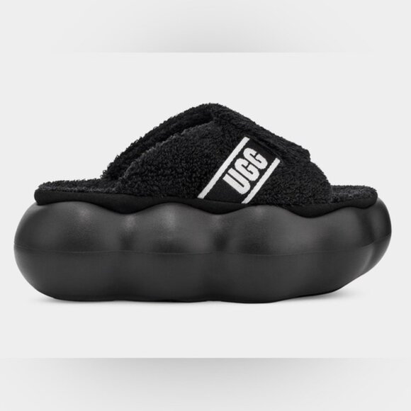 NWOT UGG Black Terry Sugarcloud Slide Sandals Platform Slippers 1138178 Size 10 - Picture 4 of 15